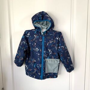 Patagonia Baby Mountain Blue Puff Ball Reversible Jacket Hoodie size 4T